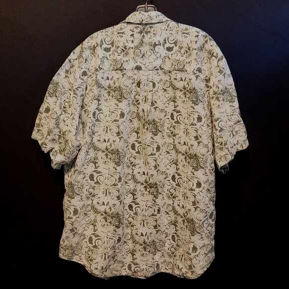 Vintage Bugle Boy Button Up Shirt Greenish Gray Print Adult Large Cotton Blend - Picture 6 of 6